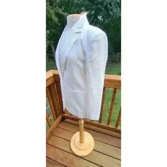 Zara Womens Oyster White Tailored Two Button Blazer Jacket XS Patch Pocket Gold - Picture 6 of 14